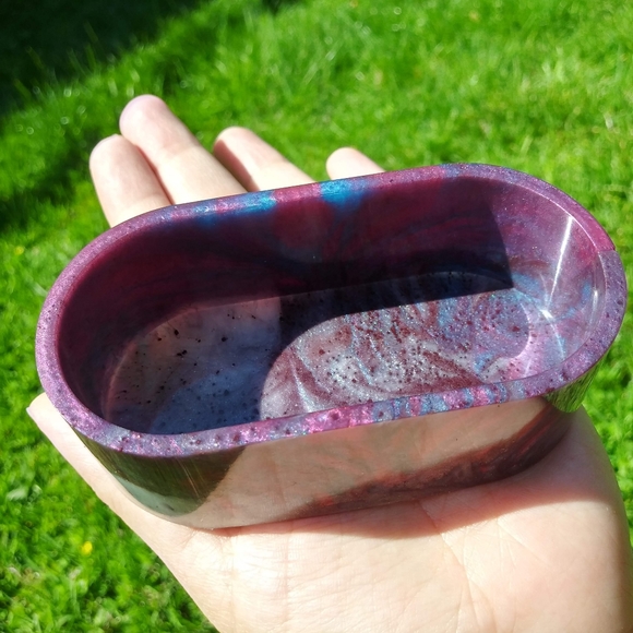 Purple Post It Note Holder Organizer Resin Art Handmade Cute Office Desk - Picture 11 of 12